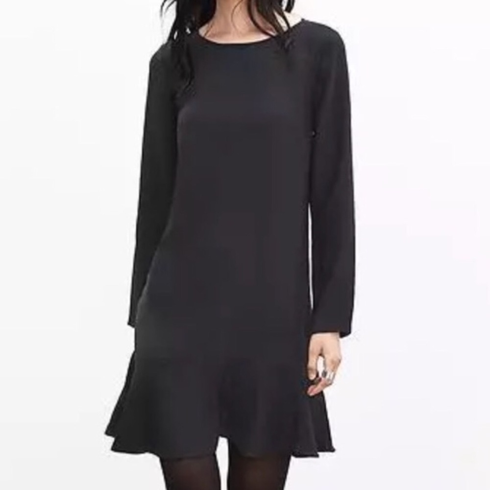 Banana Republic Long Sleeve Shift Dress,ruffle hem